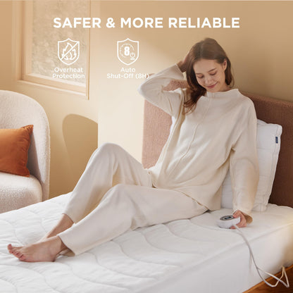 Bedsure Heated Mattress Pad King - Bed Warmer with Memory & Preheat Functions, 12-Hour Auto Off & 10 Heat Settings, Dual Controllers, Fast Heating, Brushed Electric Mattress Pad King, 78"x80"