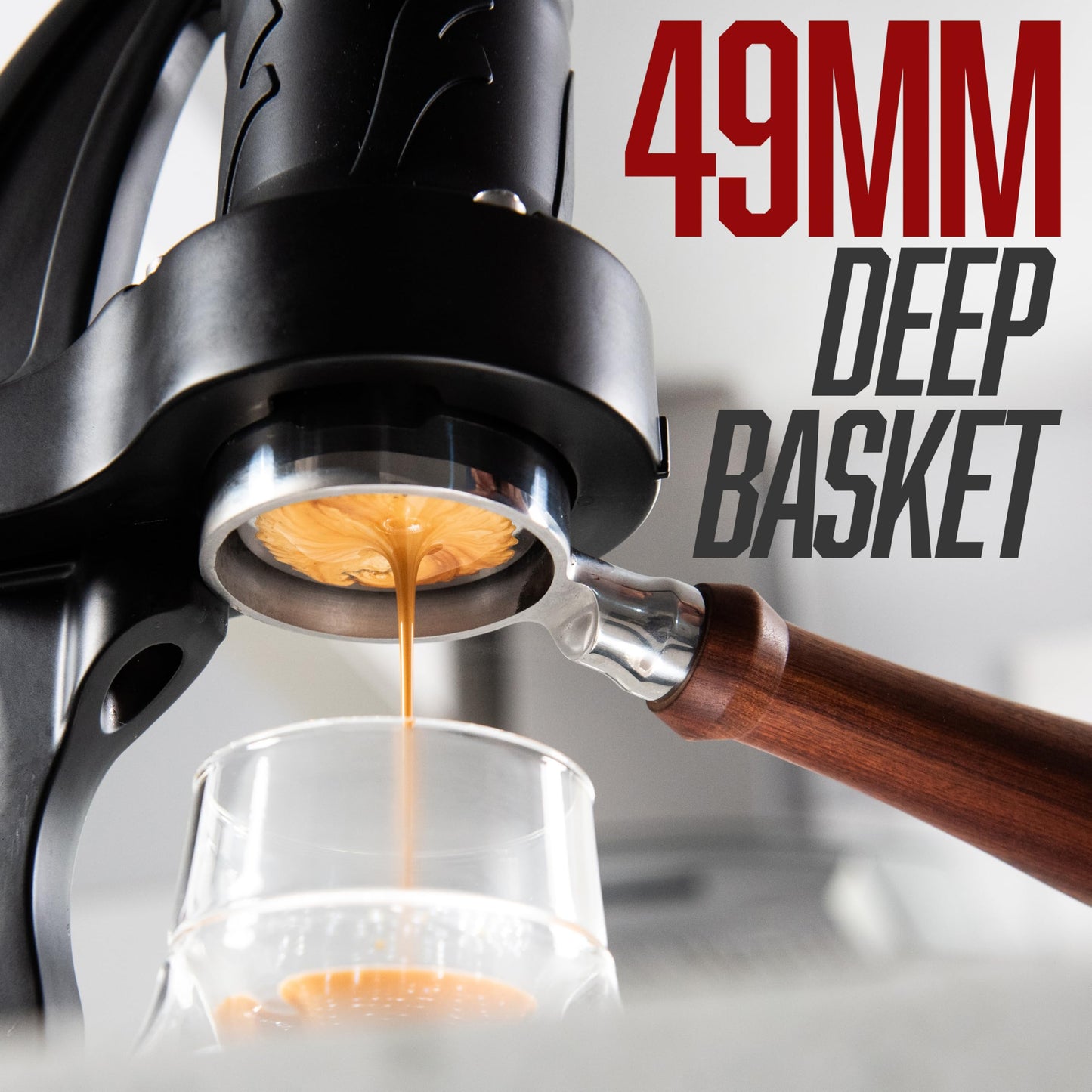 Flair UPDATED 49 PRO (Black) - All manual 49mm lever espresso maker with handled portafilter, pressure gauge and no plastics in brew path