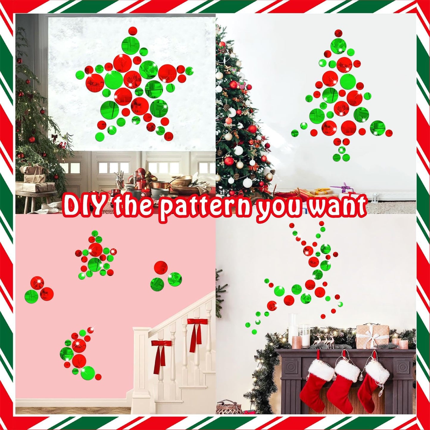 Polka Dots Wall Decals - Christmas Wall Stickers Dots & Circle Wall Stickers - Red & Green