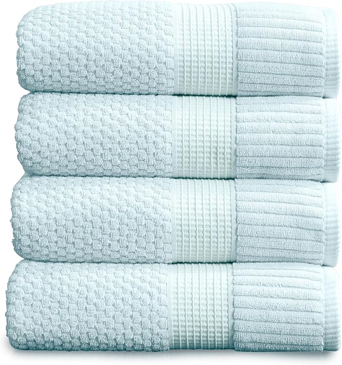 NY Loft 100% Cotton Bath Towels 4 Pack | Super Soft & Absorbent Quick-Dry Bath