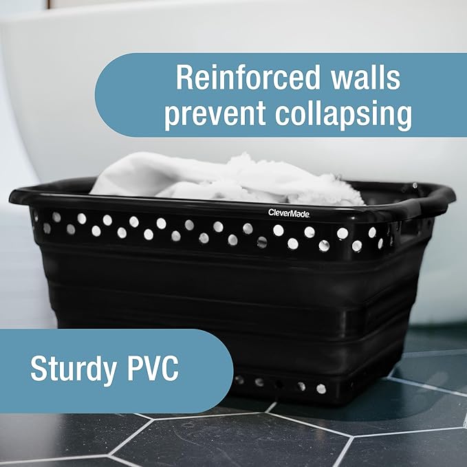 CleverMade Collapsible Laundry Baskets - 39L Foldable Large Collapsible Laundry