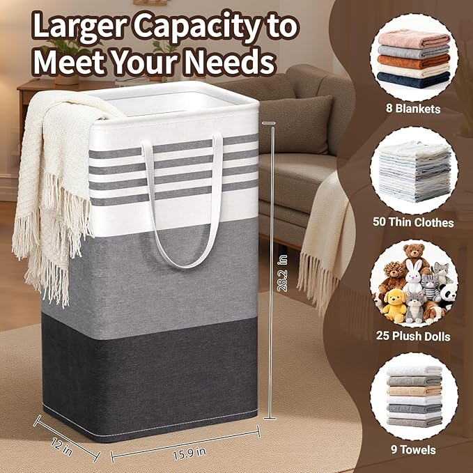 WOWBOX 2 Pack Laundry Hampers Baskets, Freestanding Dirty Clothes Hampers