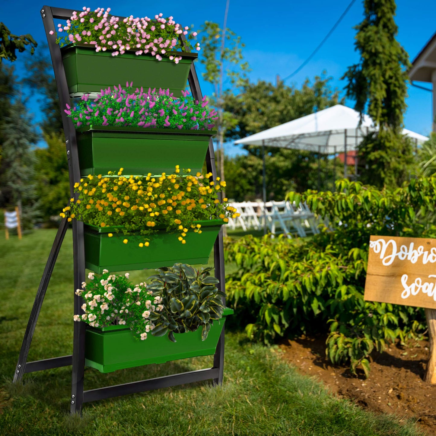 Outland Living 6-Ft Raised Garden Bed - Vertical Garden Freestanding Elevated Planter with 4 Container Boxes - Good for Patio or Balcony Indoor and Outdoor - Perfect to Grow Vegetables Herbs Flowers