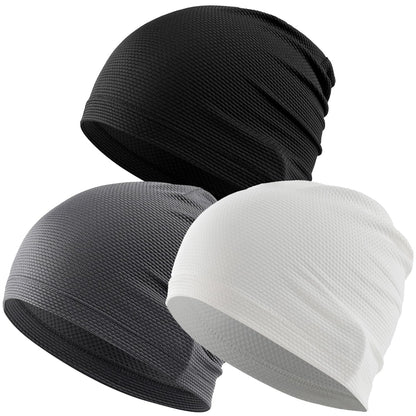 Justrideon 3-Pack Cooling Skull Caps for Men Women - Breathable Quick Dry Skull Cap Helmet Liner for Cycling Motorcycle Running Street Basketball Gym Jobsite
