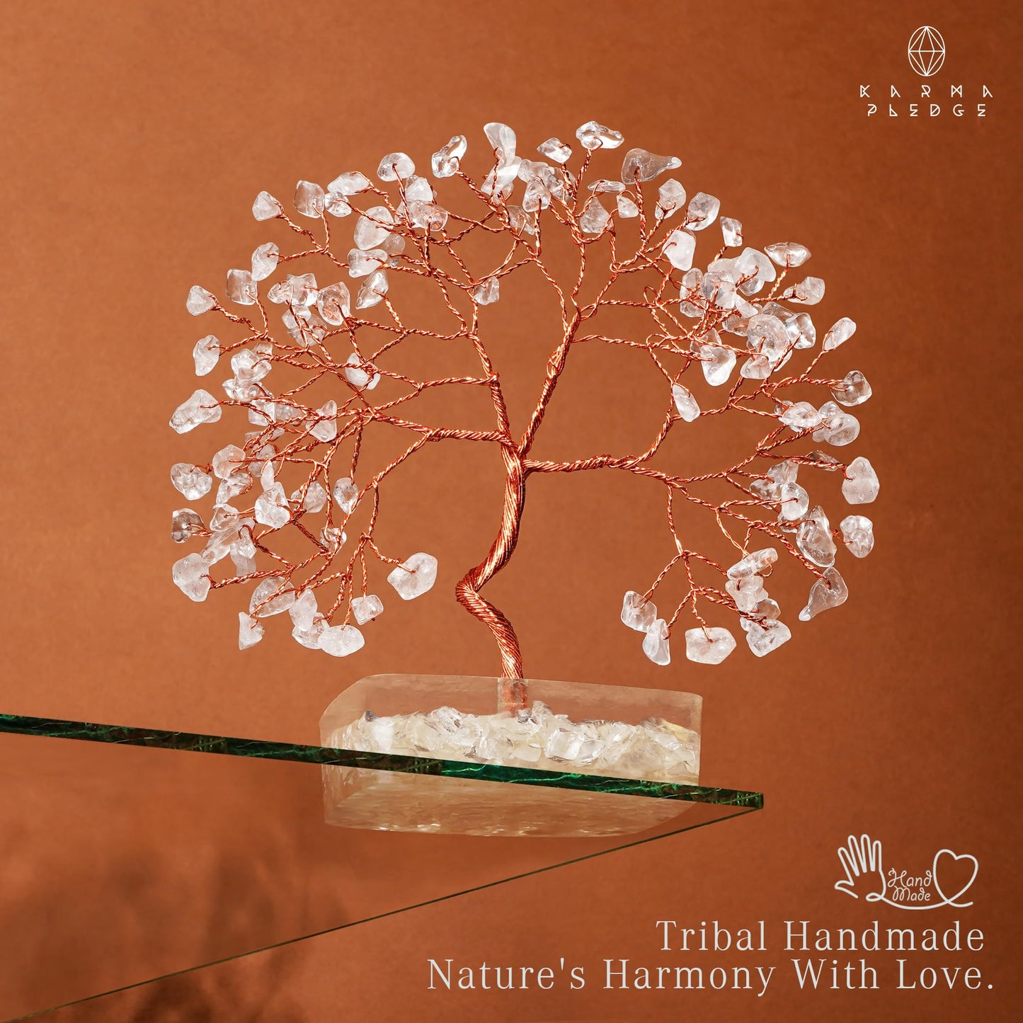Clear Quartz Crystal Tree of Life Birthday Gifts for Women, Men, Friends, Handmade Chakra Healing Crystals Tree for Home Office Decor, Positivity, Good Luck, Money, Unique Gifts for Her Mom, Dad
