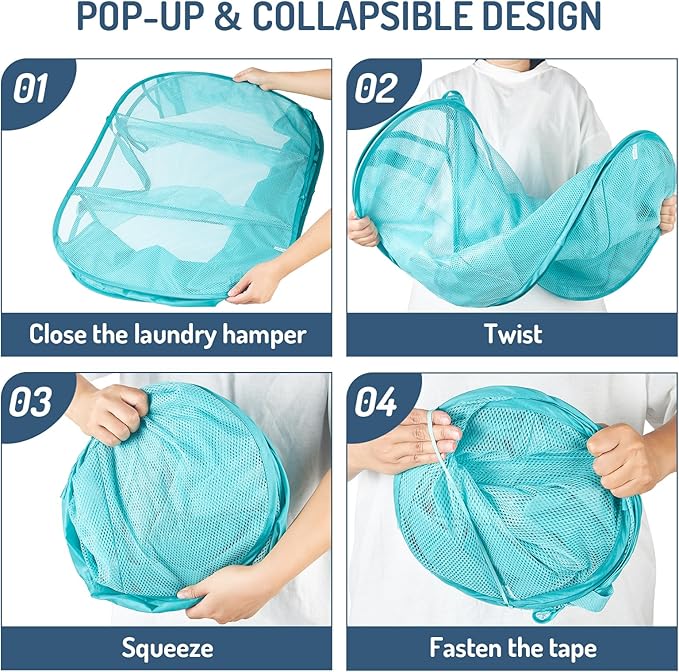 Seiritex Mesh Popup Laundry Hamper 3 Compartment Sortable Horizontal