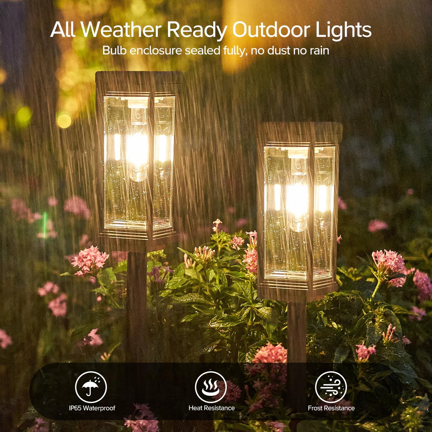 Solar Pathway Lights Outdoor, 6 Pack Solar Lights Waterproof, Auto On/Off, 15+ Hours Runtime, Lighting for Garden Outside Yard Driveway Landscape Path Patio, Warm White