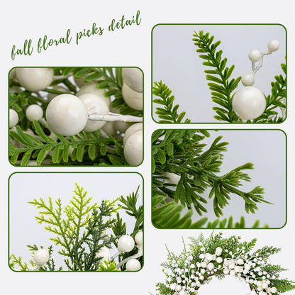 FloralElegance Artificial Winter Wreath 20 Inch White Berry Wreath Winter Wreaths for Front Door with Holly Berries for Xmas Winter Holidays