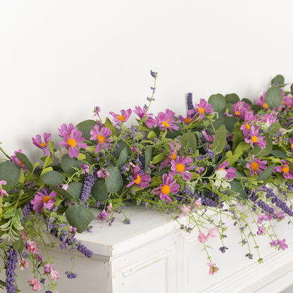 YUGALI Summer Garland, 6ft Set of 2 Eucalyptus Daisy Wildflower Vine