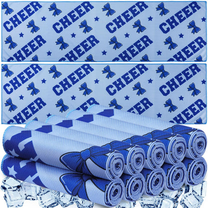 HunnmingRe 12 Pcs Cheerleader Cooling Towel Cheer Gifts Bulk for Team 40" x 12" Breathable Chilly Microfiber Towel for Sports Senior Night Gift Basketball Football Baseball Events (Blue)