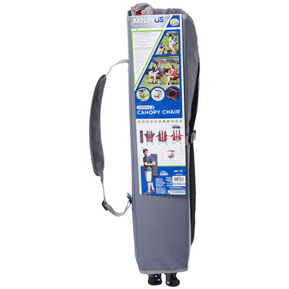 SwimWays Kelsyus Original Foldable Canopy Chair for Camping, Tailgates, and Outdoor Events, Grey/Red