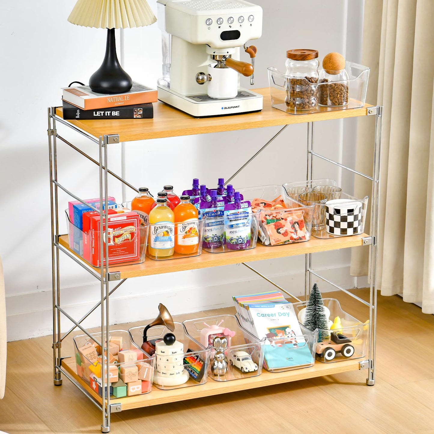 AntStep 12 Pack Clear Plastic Storage Bins, Pantry Organizers and Storage, Clear Pantry Organizer Bins, Plastic Containers with Handle for Kitchen,Freezer,Cabinet,Closet,Bathroom Under Sink Storage