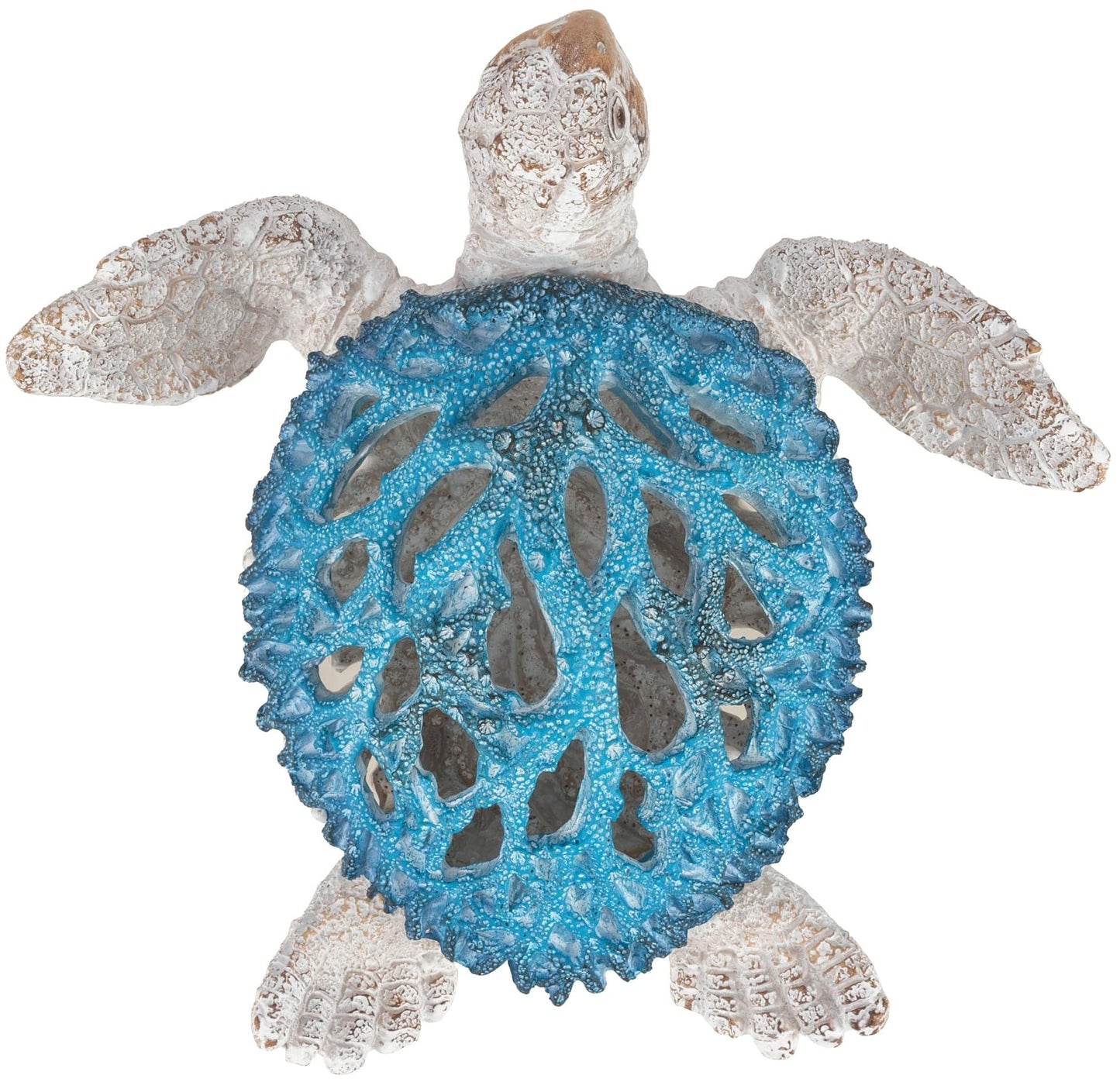 VVGIFTS Ocean Decor Sea Turtle Coral Reef Home Office Decor Sculpture Beach Coastal Tabletop Shelf Collection (Blue)
