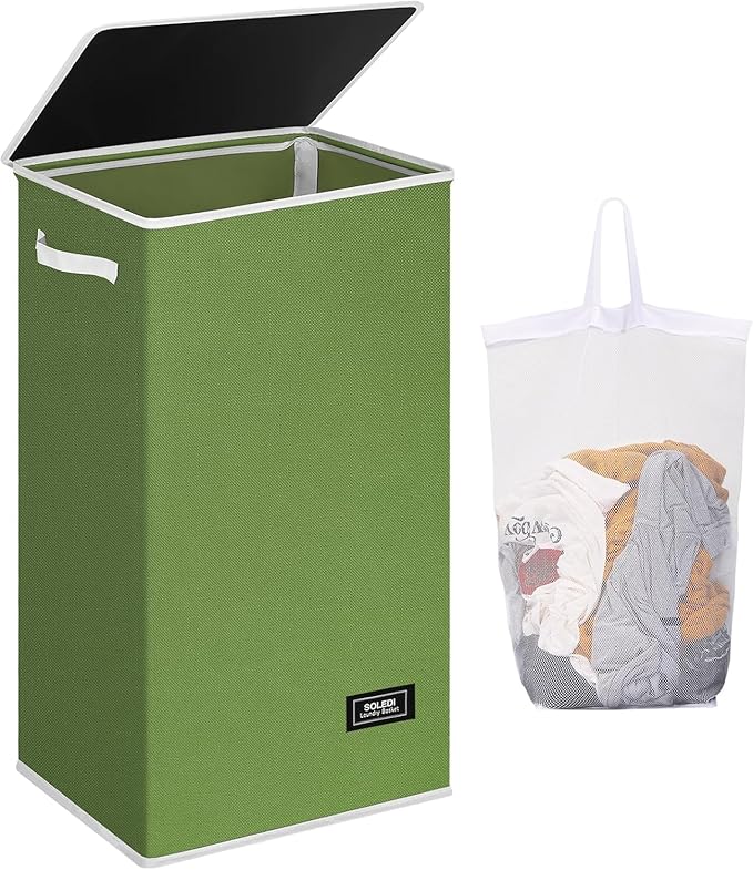 SOLEDI Laundry Hamper with Lid 100L Large & Tall Collapsible Laundry Basket