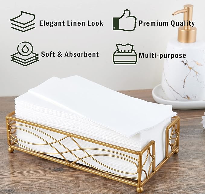 FOCUSLINE 480 Disposable Bathroom Napkins, Linen-Feel Paper Guest Towels