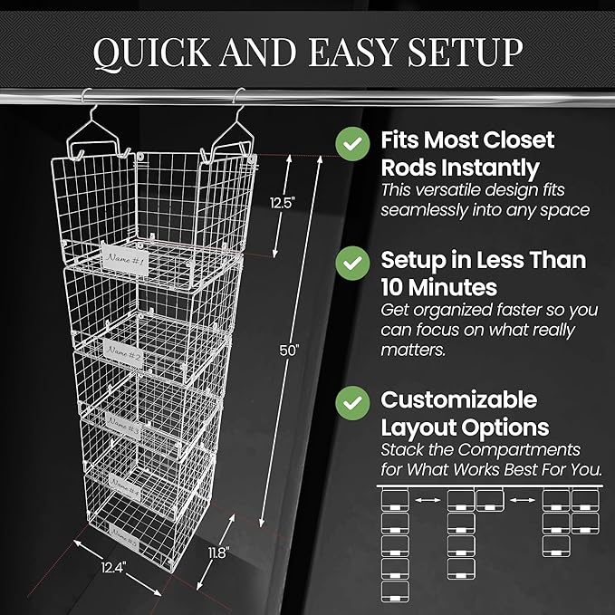 DECOLURE 5-Tier Adjustable Hanging Closet Organizer – Maximize Hanging Storage