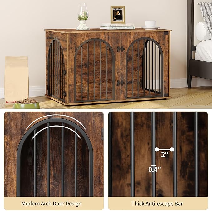 Hzuaneri 39.4" Wooden Dog Crate Furniture, Indoor Dog Kennel Dogs Cage
