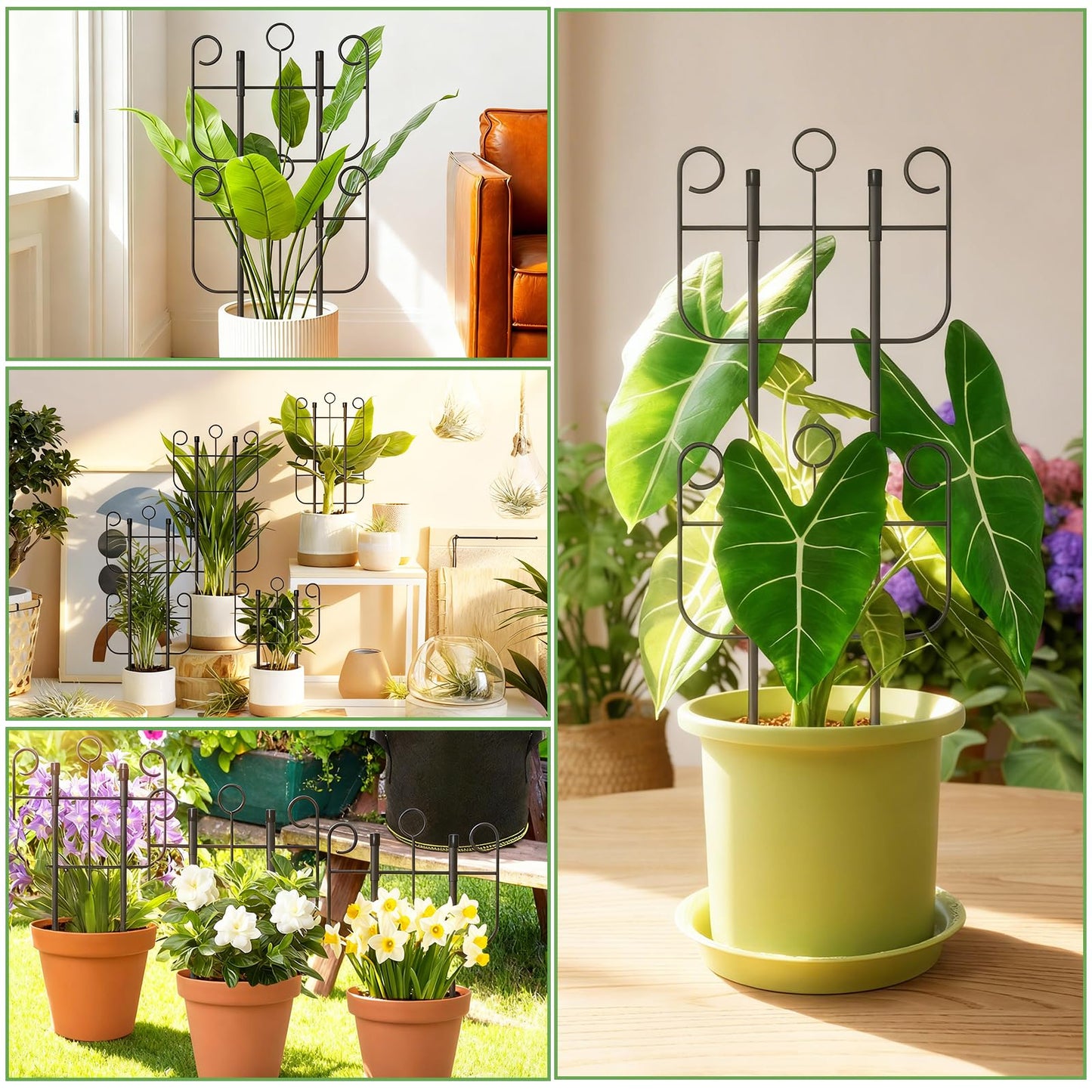 2 Pack Trellis for Climbing Plants Indoor, Expandable Heavy-Duty Metal Trellis for Potted Plants Outdoor, Flowers Vine Ivy, Sturdy Houseplant Pothos Plant Climber Support
