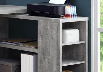 Monarch Specialties Computer Desk L-Shaped Corner Desk with storage - Left or Right Facing - 60"L (Grey Reclaimed Wood Look)