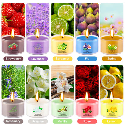 Aromatherapy Scented Candles 20 Pack - Small Candle Gift Set for Women with 10 Scents, 35g Long-Lasting Soy Wax Candles for Relaxation, Yoga, Bath, Home Decor, Mother's Day, Birthday Present