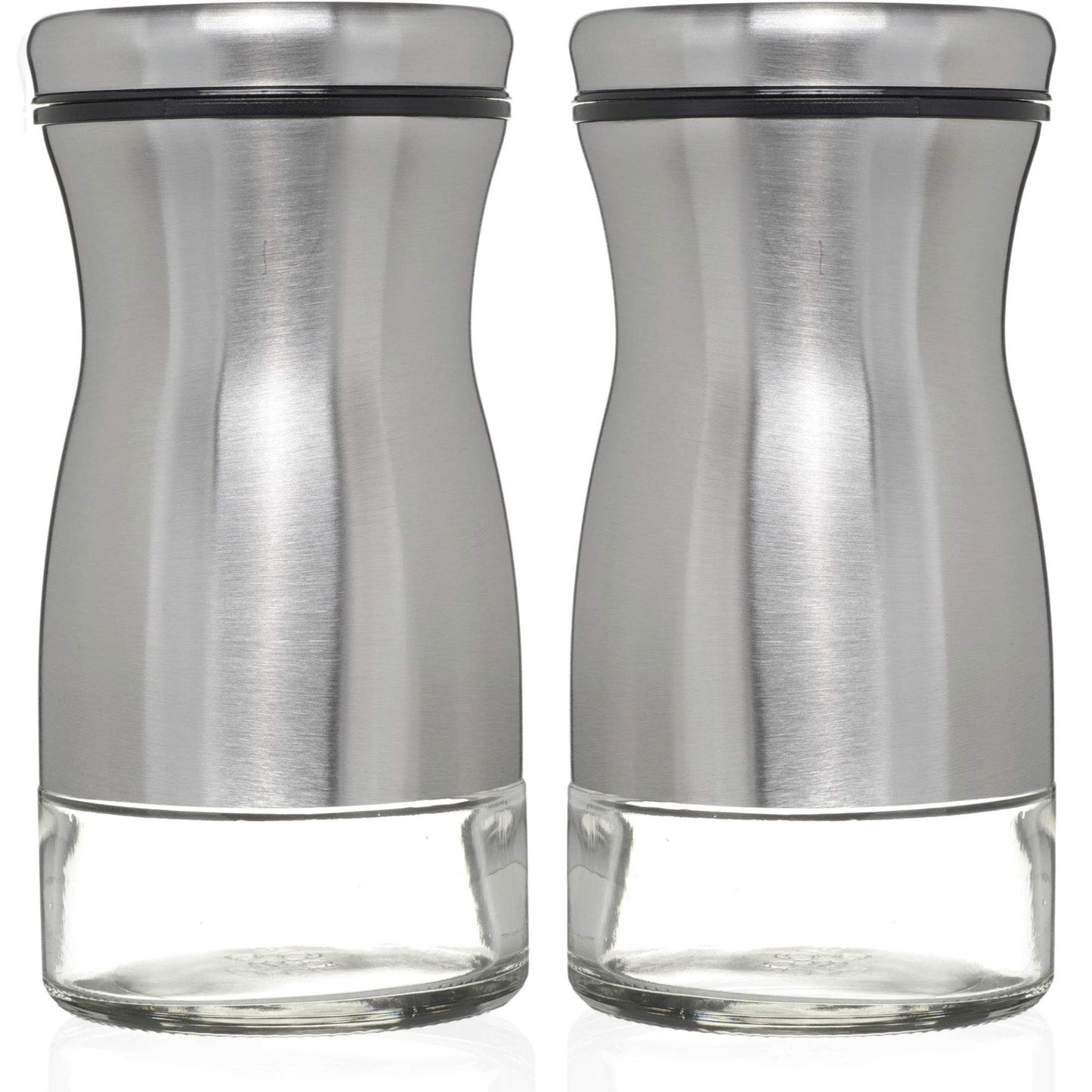 Salt and Pepper Shakers Set with Adjustable Pour Holes by CHEFVANTAGE - Stainless Steel