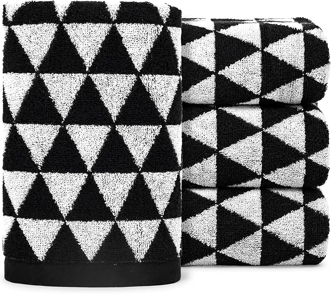 Black and White Hand Towels, 4 Pack Cotton Soft Face Towel 13x29 Inches
