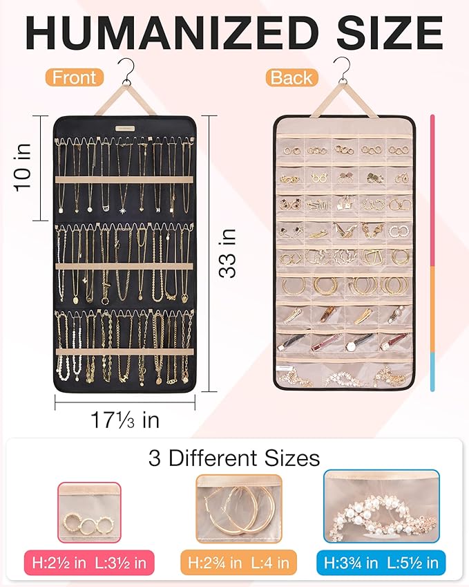 BAGSMART Hanging Jewelry Organizer Storage Roll