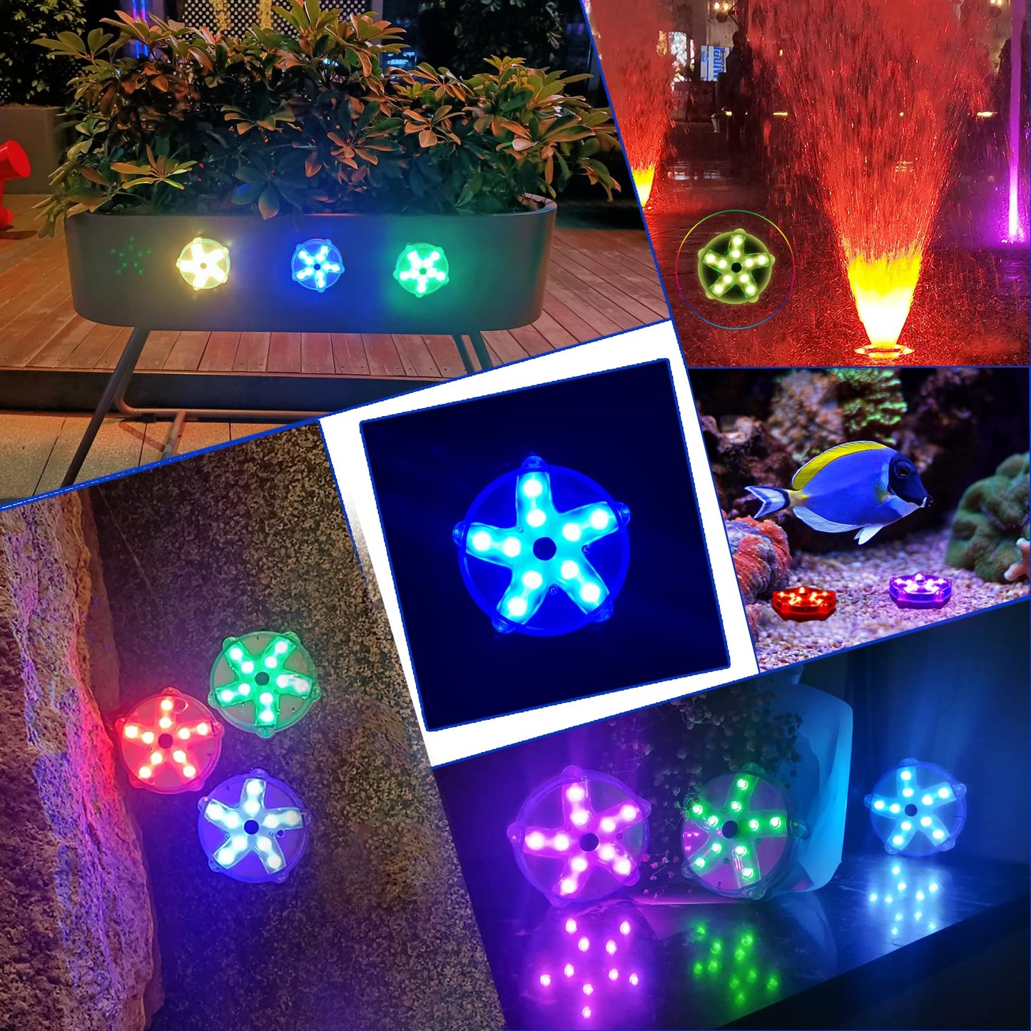 DeeprBlu Floating Whirlpool Lights for Bath Spa, 3.3 Inch Waterproof Pool Lights, Colour-Changing Starfish Pond Light Diving, Built-in Magnetic, Decorative Light for Pool, Vase, Aquarium - 2 Pieces
