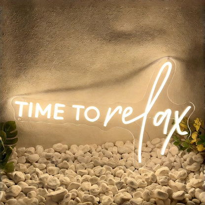 TIME To relax Warm White Led Neon Lights for Wedding Event Wall Decor Party Salon Bar Business Logo Beauty Salon Massage Parlor High-End Restaurant