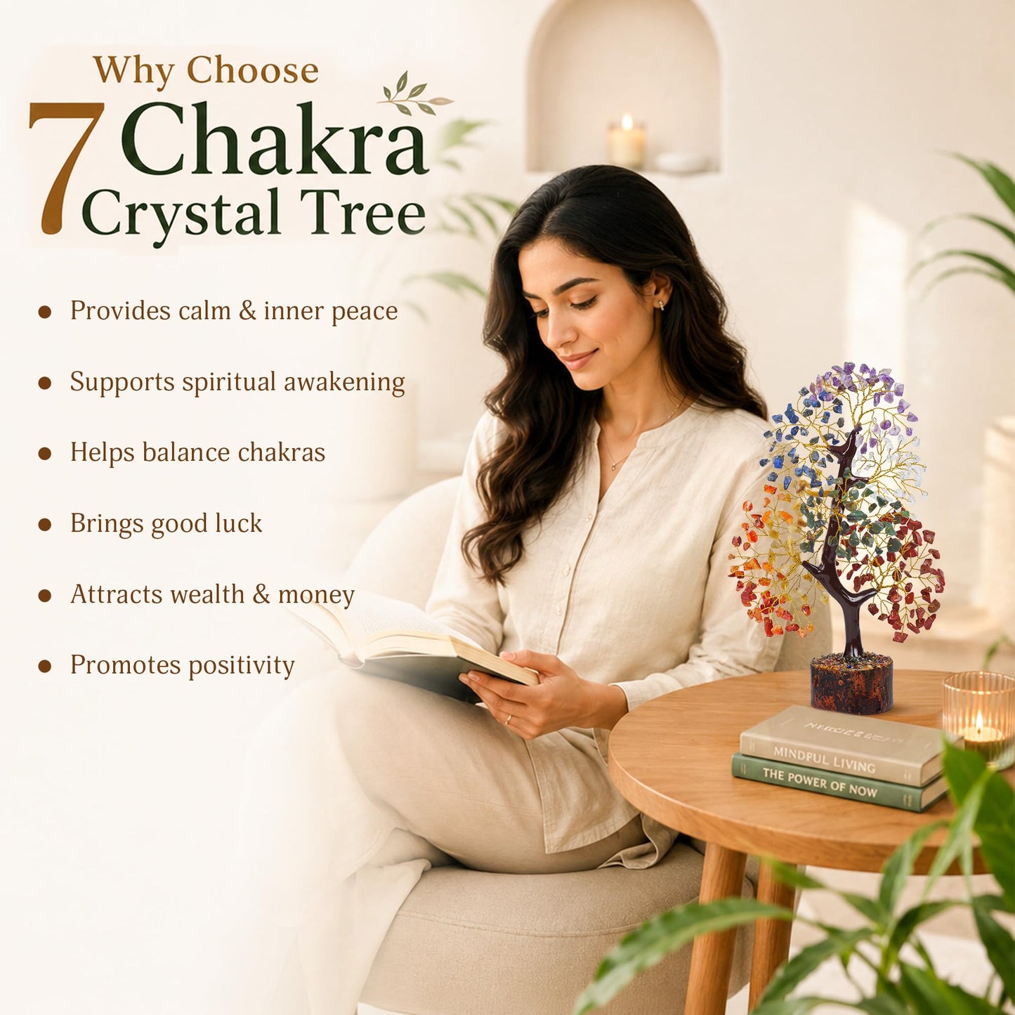 PYOR 7 Chakra Tree of Life Crystal Tree - Seven Chakra Healing Crystals & Stones for Chakra Balancing | Meditation | Reiki | Yoga Decor | Spiritual Gift | Gift for Woman