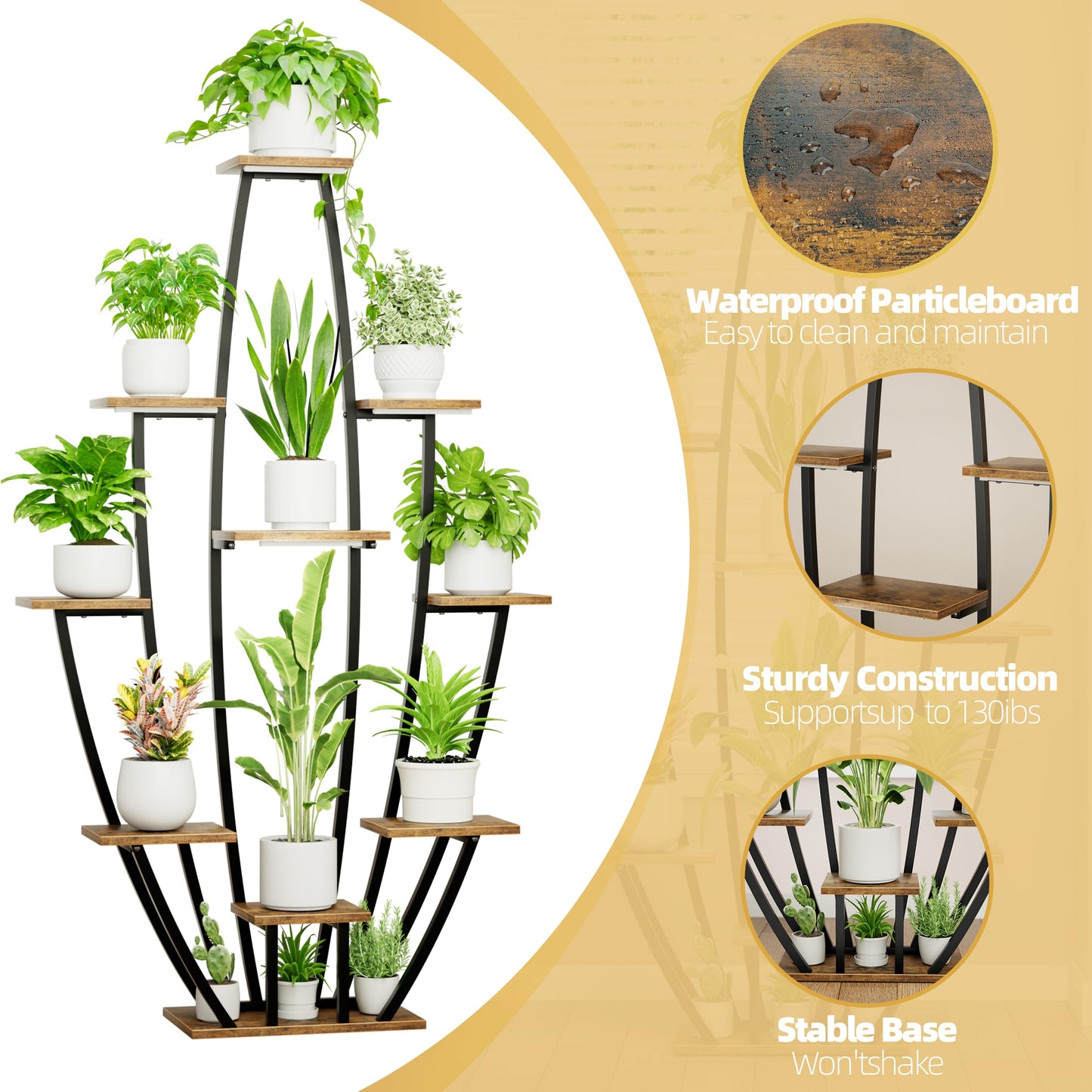 Plant Stand Indoor with Grow Lights - 10 Tiered Tall Plant Shelf Indoor, 59" Large Plant Stands for Indoor Plants, Metal Corner Flower Holder Rack Display for Living Room Patio Garden Balcony Home
