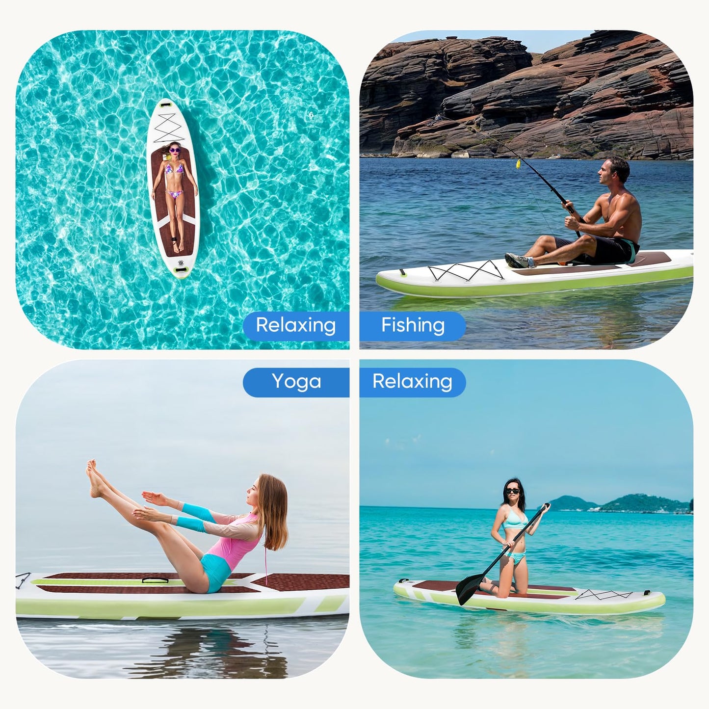 DUMOS Inflatable Stand Up Paddle Board, 10.5'×33'' Paddle Boards with Non-Slip Deck, Durable Advanced Material and Complete SUP Accessories for All Skill Levels, Green