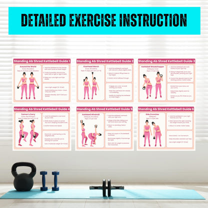 Auroscent 30-Day Standing Ab Kettlebell Workout Plan – Core Training Program, Exercise Charts, No Floor Ab Routine for Home Gym, Step-by-Step Guides + Workout Schedule