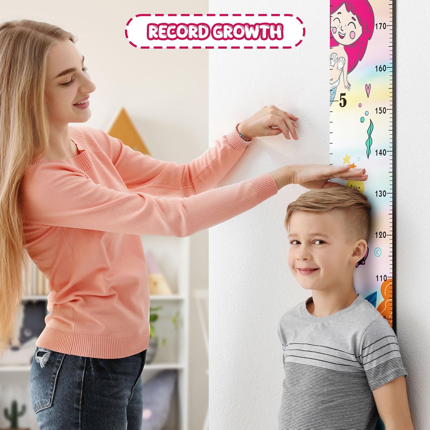 Update Mermaid Kids Growth Chart Wood Baby Kids Growth Chart for Wall Canvas Height Measurement Ruler from Toddler Removable Height Measurement for Christmas Wall Hanging Child's Nursery Room Decor