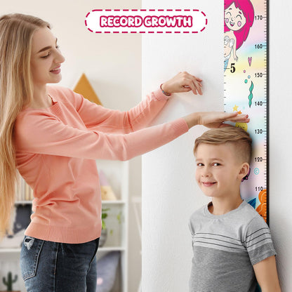 Update Mermaid Kids Growth Chart Wood Baby Kids Growth Chart for Wall Canvas Height Measurement Ruler from Toddler Removable Height Measurement for Christmas Wall Hanging Child's Nursery Room Decor