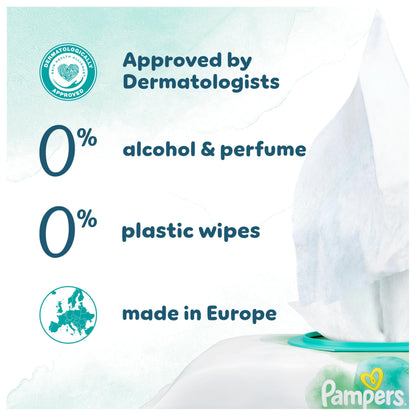 Pampers Harmonie Aqua Baby Wipes Plastic Free 9 Packs of 48 Wipes, 432 Baby Wet Wipes, Help restore natural skin pH, Delicate lotion with 99 percent water