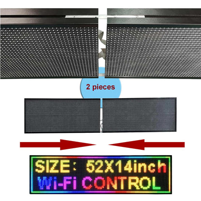 IFHSHYH P10 Outdoor Led Sign 52”x14” RGB Full Color WiFi Programmable Bright LED Scrolling Message Display Board, Perfect Solution for Advertising