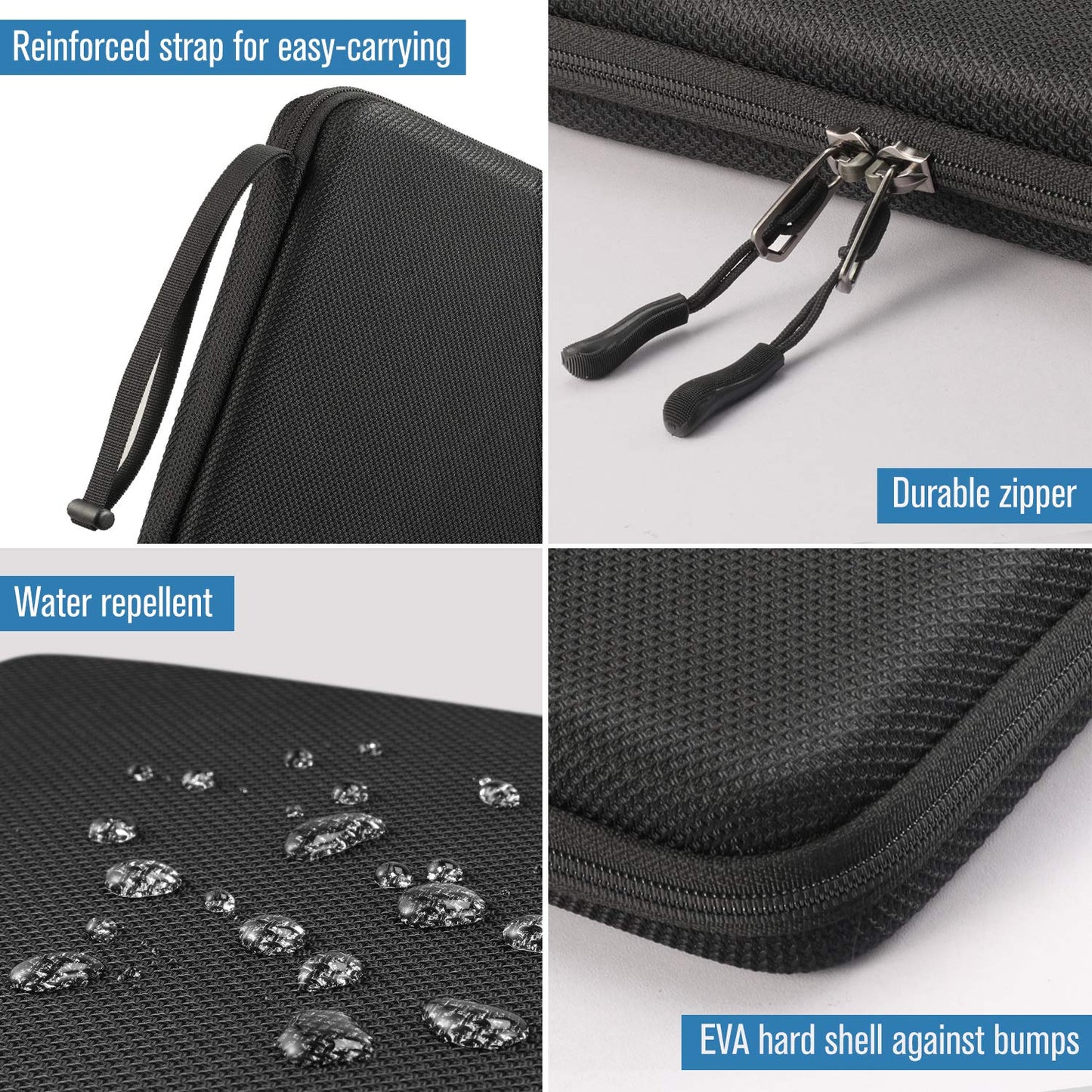 FINPAC 9-11 Inch Tablet Sleeve Bag Compatible with iPad/Samsung/Lenovo/Fire, Double-Layer Travel Organiser Bag w/Electronics Organiser for USB Cable/Power Bank/Charger/Hard Disk