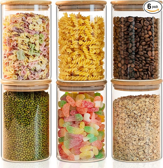 Liuruiyu Glass Food Storage Jars 6-Pack 37oz