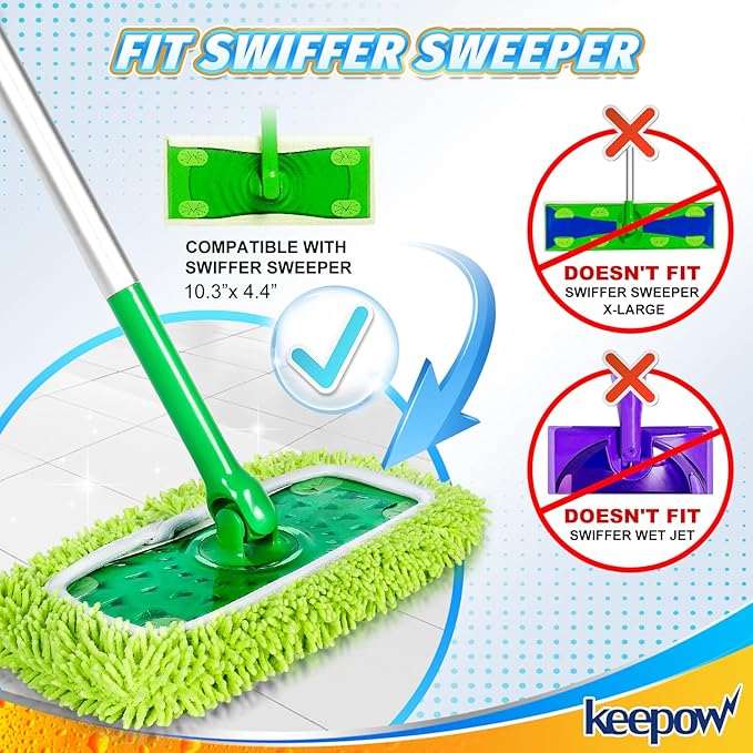 KEEPOW Reusable Microfiber Mop Pads Compatible
