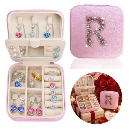 Zyvora Travel jewelry case Travel jewelry box Travel Jewelry Organizer Small box Gift for Girls Women with Mirror (Pink + R)