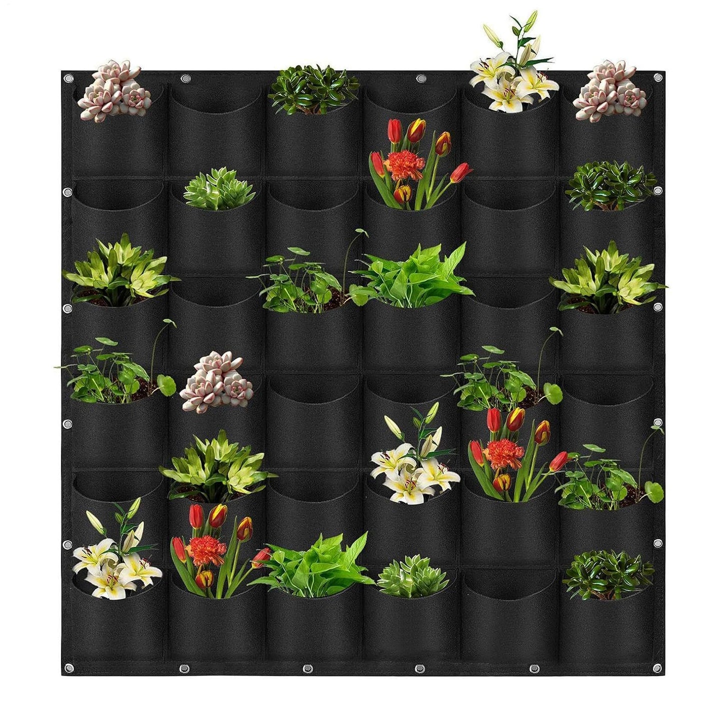 Living Wall Planter,36 Pockets Felt Vertical Greening Flower Container - Hangable Flower Grow Bag,for Vegetable Tomato Yard Outdoor Indoor Fence Home Balcony