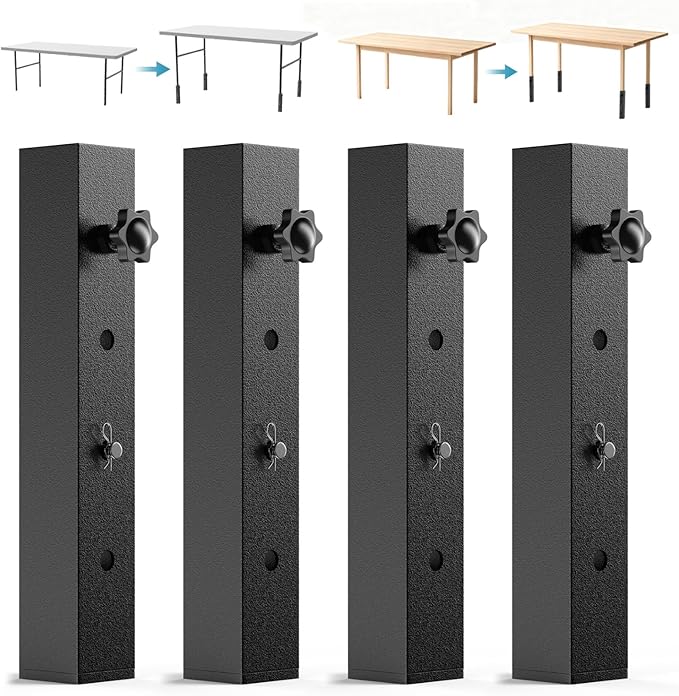 4-Pack Adjustable Folding Table Legs Extenders, Heavy-Duty Steel Furniture