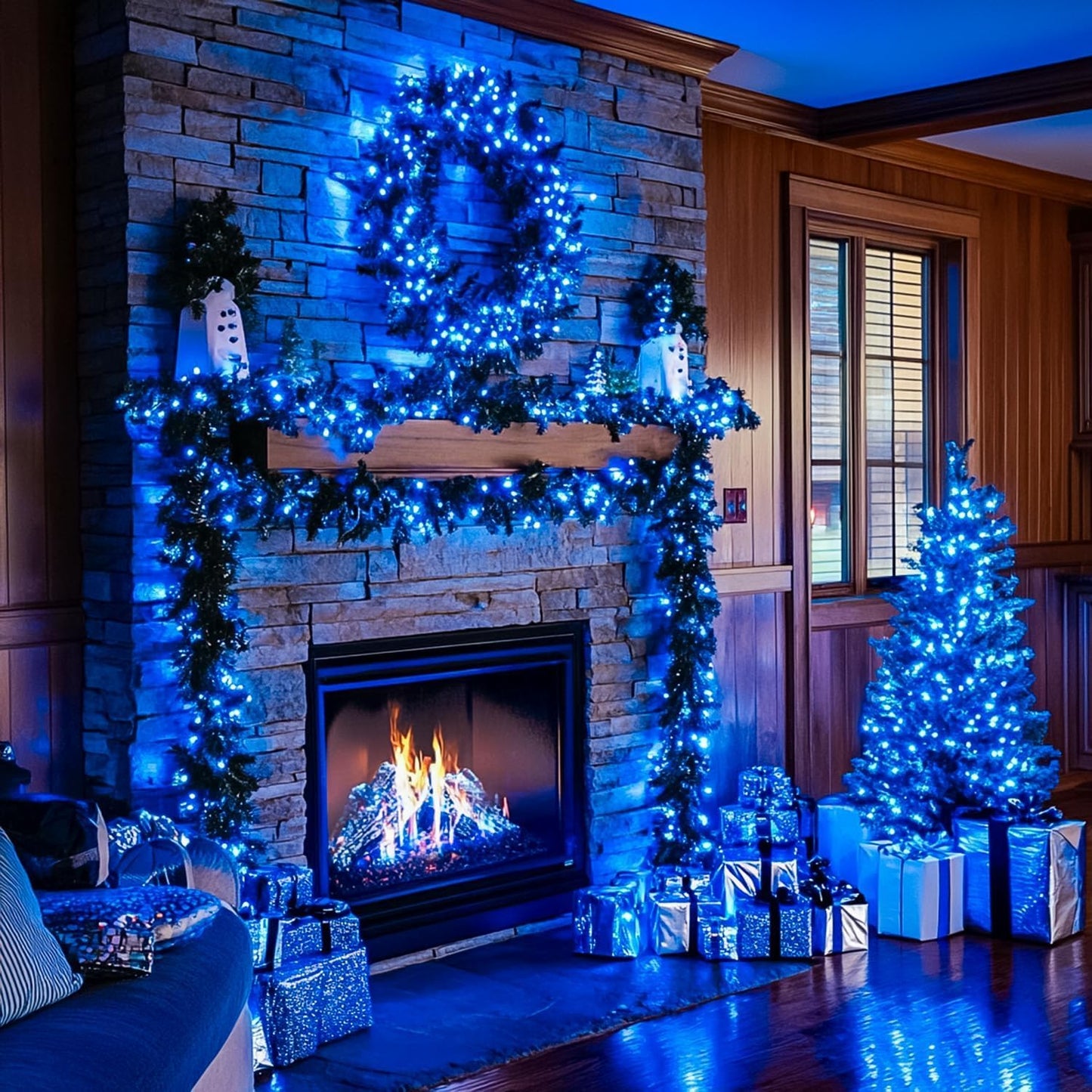 Extra Long 132ft Christmas Decorative Mini Lights, 400 LED Green Wire Fairy Starry String Lights Plug in, Timer & Memory & 8 Modes, for Indoor Outdoor Xmas Tree Wedding Party Decoration,Blue