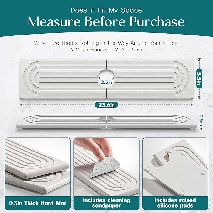 Large Faucet Mat for Kitchen Sink