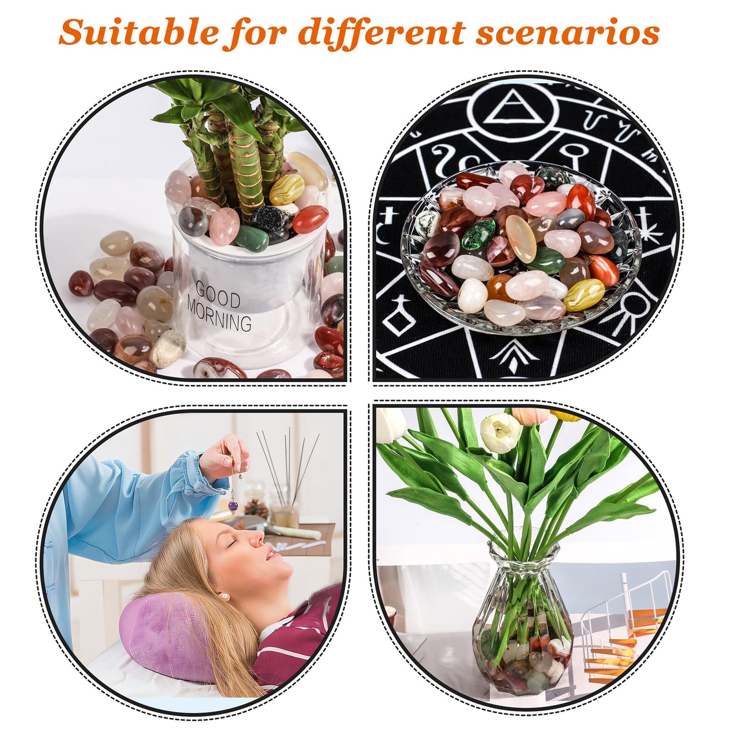 Natural Crystal and Healing Stones Set 10 Pc Agate Stones Rock Gemstones Witches Reiki Energy Balancing Meditation Divination Home Decor DIY