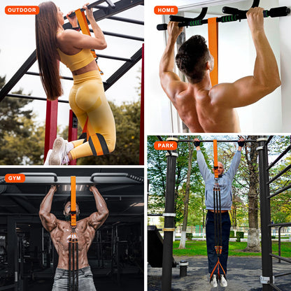 HPYGN Pull Up Assistance Bands, Heavy Duty Resistance Band for Pull Up Assist, Adjustable Weight/Size with Fabric Feet/Knee Rest, Bands for Pull Up Bar for Strength Training, Pull Up Assist Band