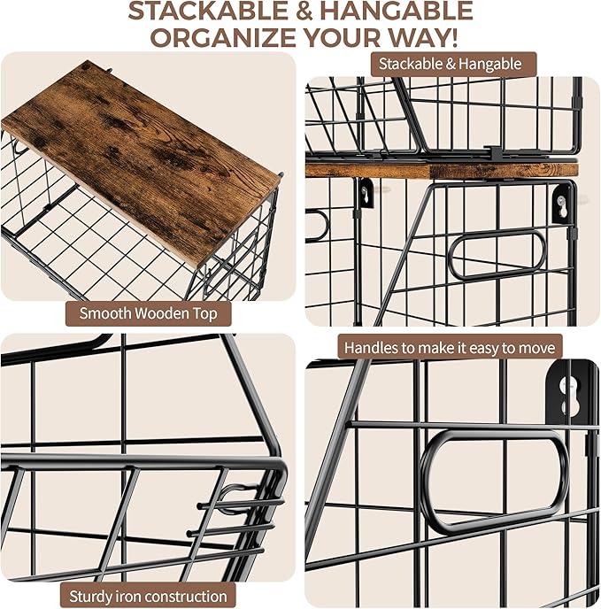 Delamu Stackable Metal Fruit Basket