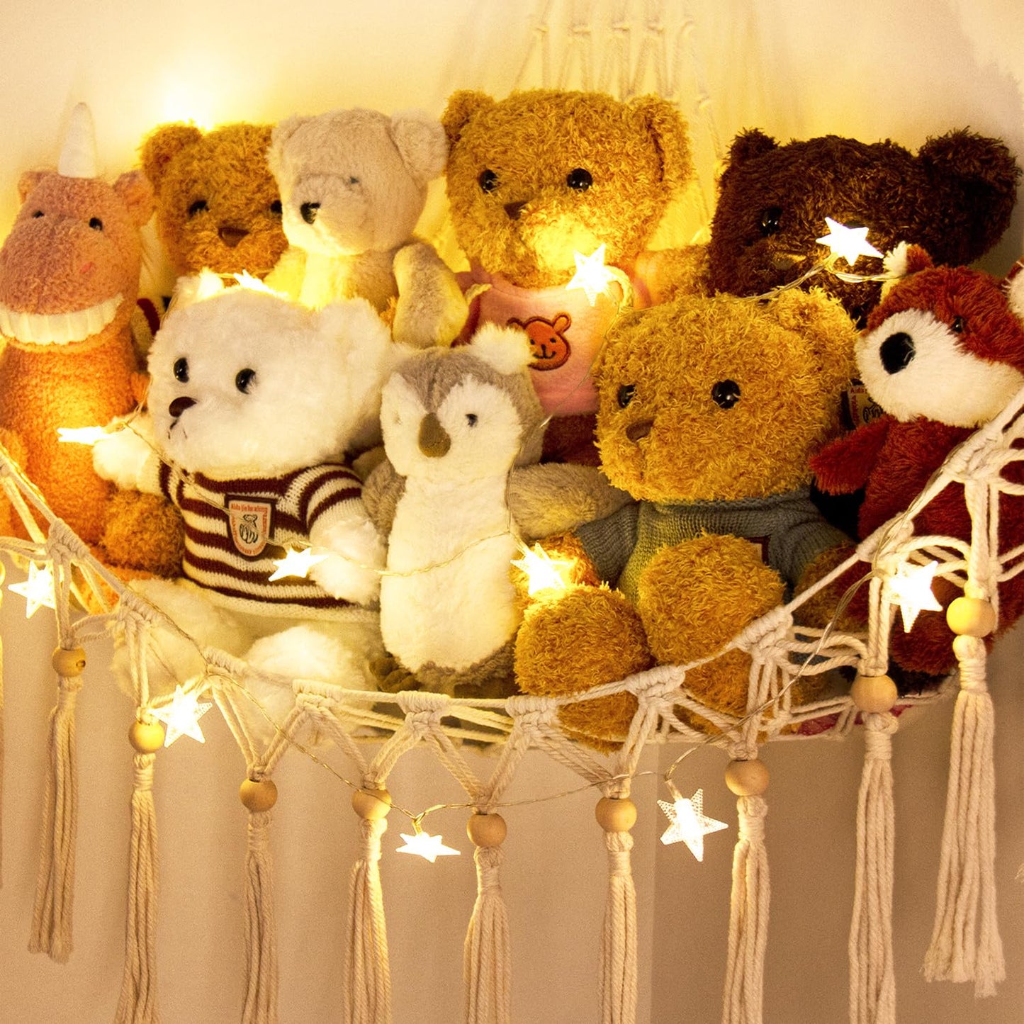 Teddy Hammock - Cuddly Toy Storage Hammock for Stuffed Animals - Teddy Net Bear Storage Hammocks for Soft Toys - Cute Plush Storage Net Nursery Preppy Room Decor Baby Kids Bedroom