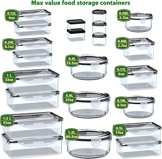 44 Pcs Food Storage Containers